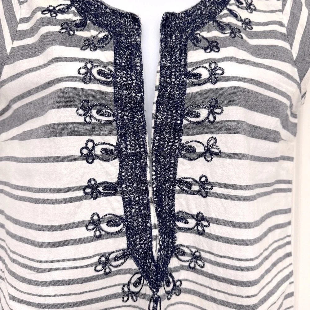 Calypso St. Barth Ro Striped Navy and White Embroidered Tunic Dress XS - Picture 5 of 8
